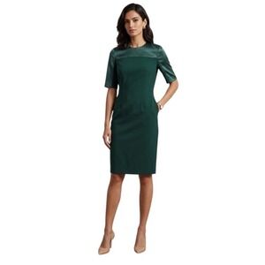 Hugo Boss Dark Green Sheath Dress Size 8 Knee Length Career Office Elegant